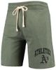 CONCEPTS SPORT Men's Concepts Sport Heathered Olive Oakland Athletics Mainstream Tri-Blend Shorts - 2