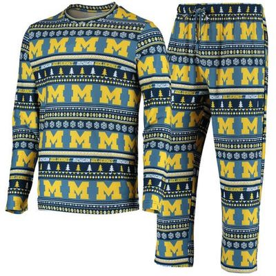 CONCEPTS SPORT Men's Concepts Sport Navy Michigan Wolverines Ugly Sweater Knit Long Sleeve Top and Pant Set 