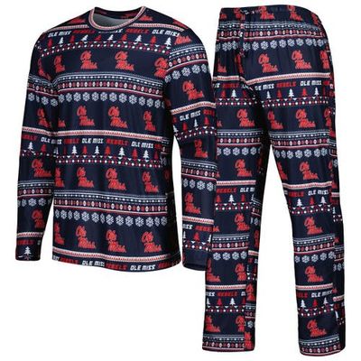 CONCEPTS SPORT Men's Concepts Sport Navy Ole Miss Rebels Swivel Long Sleeve T-Shirt & Pants Sleep Set 