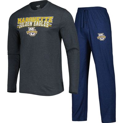 CONCEPTS SPORT Men's Concepts Sport Navy/Charcoal Marquette Golden Eagles Meter Long Sleeve T-Shirt & Pants Sleep Set 