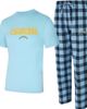 CONCEPTS SPORT Men's Concepts Sport Powder Blue/Navy Los Angeles Chargers Avondale T-Shirt & Flannel Pants Set  - 1