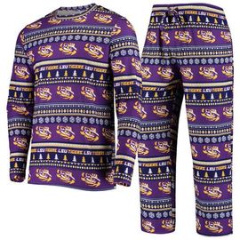 CONCEPTS SPORT Men's Concepts Sport Purple LSU Tigers Ugly Sweater Knit Long Sleeve Top and Pant Set 