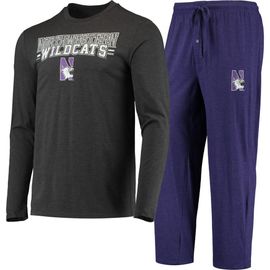 CONCEPTS SPORT Men's Concepts Sport Purple/Heathered Charcoal Northwestern Wildcats Meter Long Sleeve T-Shirt & Pants Sleep Set 