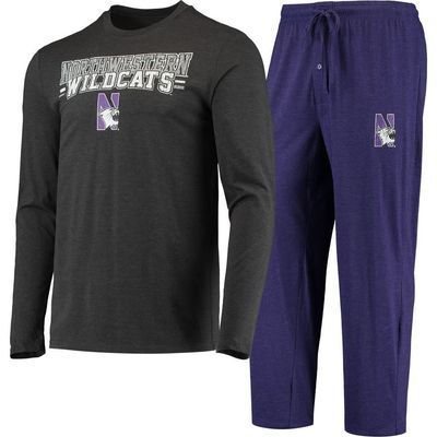CONCEPTS SPORT Men's Concepts Sport Purple/Heathered Charcoal Northwestern Wildcats Meter Long Sleeve T-Shirt & Pants Sleep Set 