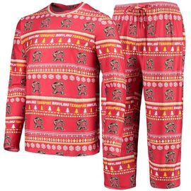 CONCEPTS SPORT Men's Concepts Sport Red Maryland Terrapins Ugly Sweater Long Sleeve T-Shirt and Pants Sleep Set 