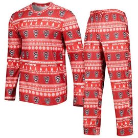 CONCEPTS SPORT Men's Concepts Sport Red NC State Wolfpack Swivel Long Sleeve T-Shirt & Pants Sleep Set 