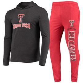 CONCEPTS SPORT Men's Concepts Sport Red/Heather Charcoal Texas Tech Red Raiders Meter Long Sleeve Hoodie T-Shirt & Jogger Pajama Set 