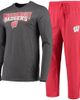 CONCEPTS SPORT Men's Concepts Sport Red/Heathered Charcoal Wisconsin Badgers Meter Long Sleeve T-Shirt & Pants Sleep Set  - 1