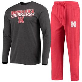 CONCEPTS SPORT Men's Concepts Sport Scarlet/Heathered Charcoal Nebraska Huskers Meter Long Sleeve T-Shirt & Pants Sleep Set 