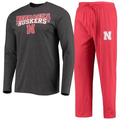 CONCEPTS SPORT Men's Concepts Sport Scarlet/Heathered Charcoal Nebraska Huskers Meter Long Sleeve T-Shirt & Pants Sleep Set 