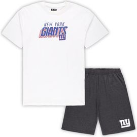 CONCEPTS SPORT Men's Concepts Sport White/Charcoal New York Giants Big & Tall T-Shirt and Shorts Set 