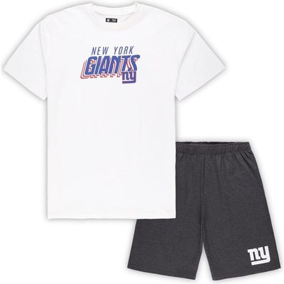 CONCEPTS SPORT Men's Concepts Sport White/Charcoal New York Giants Big & Tall T-Shirt and Shorts Set 