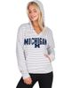CONCEPTS SPORT Men's Concepts Sport White/Gray Michigan Wolverines French Terry Striped V-Neck Pullover Hoodie  - 1