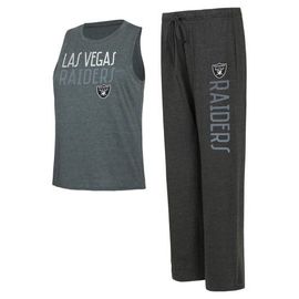 CONCEPTS SPORT Women's Concepts Sport Black/Charcoal Las Vegas Raiders Muscle Tank Top & Pants Lounge Set 