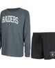 CONCEPTS SPORT Women's Concepts Sport Black/Charcoal Las Vegas Raiders Raglan Long Sleeve T-Shirt & Shorts Lounge Set  - 1