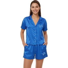 CONCEPTS SPORT Women's Concepts Sport Blue Detroit Lions Wink Dot Satin Jacquard Sleep Set 