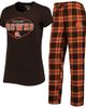 CONCEPTS SPORT Women's Concepts Sport Brown/Orange Cleveland Browns Badge T-Shirt & Pants Sleep Set  - 1