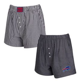 CONCEPTS SPORT Women's Concepts Sport Charcoal Buffalo Bills Two-Pack Stripes and Solids Boxer Shorts Set 