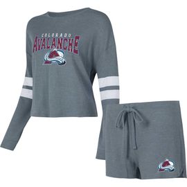 CONCEPTS SPORT Women's Concepts Sport Charcoal Colorado Avalanche Meadow Long Sleeve T-Shirt & Shorts Sleep Set