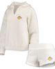 CONCEPTS SPORT Women's Concepts Sport Cream Los Angeles Lakers Fluffy Long Sleeve Hoodie Top & Shorts Sleep Set  - 1