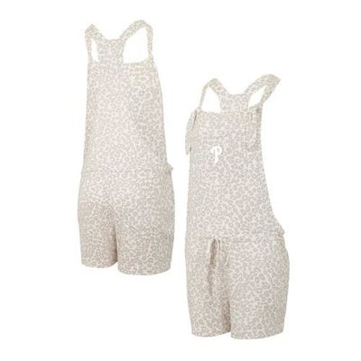 CONCEPTS SPORT Women's Concepts Sport Cream Philadelphia Phillies Montana Hacci Knit Romper Overalls 