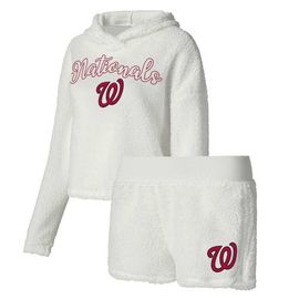 CONCEPTS SPORT Women's Concepts Sport Cream Washington Nationals Fluffy Hoodie Top & Shorts Sleep Set 
