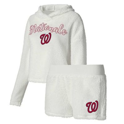 CONCEPTS SPORT Women's Concepts Sport Cream Washington Nationals Fluffy Hoodie Top & Shorts Sleep Set 