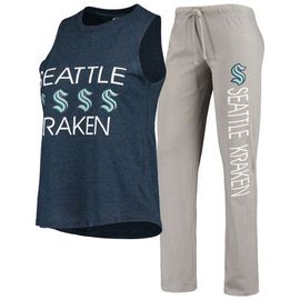 CONCEPTS SPORT Women's Concepts Sport Deep Sea Blue/Gray Seattle Kraken Meter Tank Top & Pants Sleep Set