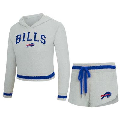 CONCEPTS SPORT Women's Concepts Sport Gray Buffalo Bills Whitley Long Sleeve Hoodie Top & Shorts Set 