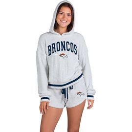 CONCEPTS SPORT Women's Concepts Sport Gray Denver Broncos Whitley Long Sleeve Hoodie Top & Shorts Set 