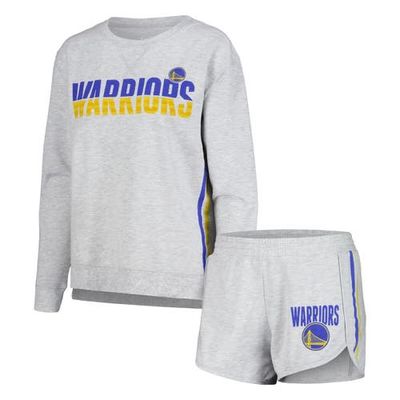 CONCEPTS SPORT Women's Concepts Sport Gray Golden State Warriors Cedar Long Sleeve T-Shirt & Shorts Sleep Set 