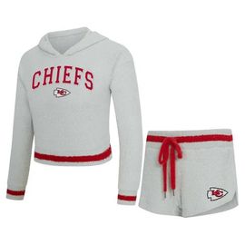 CONCEPTS SPORT Women's Concepts Sport Gray Kansas City Chiefs Whitley Long Sleeve Hoodie Top & Shorts Set 