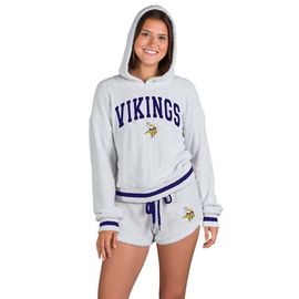 CONCEPTS SPORT Women's Concepts Sport Gray Minnesota Vikings Whitley Long Sleeve Hoodie Top & Shorts Set 