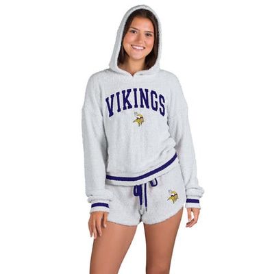 CONCEPTS SPORT Women's Concepts Sport Gray Minnesota Vikings Whitley Long Sleeve Hoodie Top & Shorts Set 