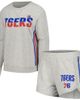 CONCEPTS SPORT Women's Concepts Sport Gray Philadelphia 76ers Cedar Long Sleeve T-Shirt & Shorts Sleep Set  - 1