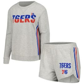 CONCEPTS SPORT Women's Concepts Sport Gray Philadelphia 76ers Cedar Long Sleeve T-Shirt & Shorts Sleep Set 