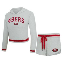 CONCEPTS SPORT Women's Concepts Sport Gray San Francisco 49ers Whitley Long Sleeve Hoodie Top & Shorts Set 