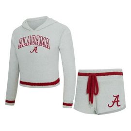 CONCEPTS SPORT Women's Concepts Sport Gray/Crimson Alabama Crimson Tide Whitley Long Sleeve Hoodie Top & Shorts Set 