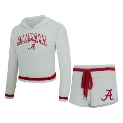CONCEPTS SPORT Women's Concepts Sport Gray/Crimson Alabama Crimson Tide Whitley Long Sleeve Hoodie Top & Shorts Set 