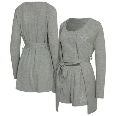 CONCEPTS SPORT Women's Concepts Sport Heather Gray Dallas Cowboys Rigor Tank, Short & Robe Set 