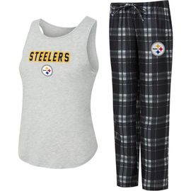CONCEPTS SPORT Women's Concepts Sport Heather Gray/Black Pittsburgh Steelers Regulate Plaid Tank Top & Pants Sleep Set 