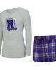 CONCEPTS SPORT Women's Concepts Sport Heather Gray/Purple Baltimore Ravens Regulate Plaid Long-Sleeve T-Shirt & Shorts Sleep Set  - 1