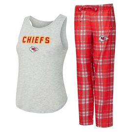 CONCEPTS SPORT Women's Concepts Sport Heather Gray/Red Kansas City Chiefs Regulate Plaid Tank Top & Pants Sleep Set 