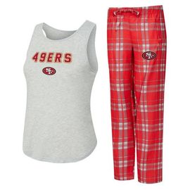 CONCEPTS SPORT Women's Concepts Sport Heather Gray/Scarlet San Francisco 49ers Regulate Plaid Tank Top & Pants Sleep Set 