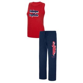 CONCEPTS SPORT Women's Concepts Sport Heather Red/Heather Navy Washington Capitals Meter Muscle Tank Top & Pants Sleep Set 