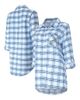 CONCEPTS SPORT Women's Concepts Sport Powder Blue Los Angeles Chargers Sienna Plaid Full-Button Long Sleeve Nightshirt  - 1