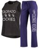 CONCEPTS SPORT Women's Concepts Sport Purple/Black Colorado Rockies Meter Muscle Tank Top & Pants Sleep Set  - 1