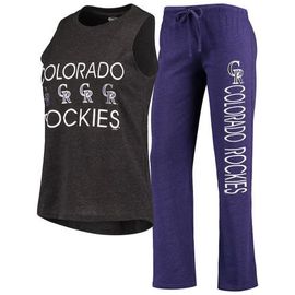 CONCEPTS SPORT Women's Concepts Sport Purple/Black Colorado Rockies Meter Muscle Tank Top & Pants Sleep Set 