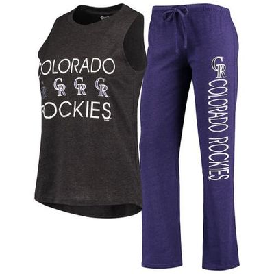 CONCEPTS SPORT Women's Concepts Sport Purple/Black Colorado Rockies Meter Muscle Tank Top & Pants Sleep Set 
