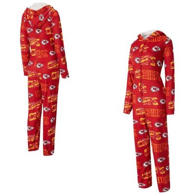 CONCEPTS SPORT Women's Concepts Sport Red Kansas City Chiefs Roadway Allover Print Microfleece Full-Zip Union Suit 